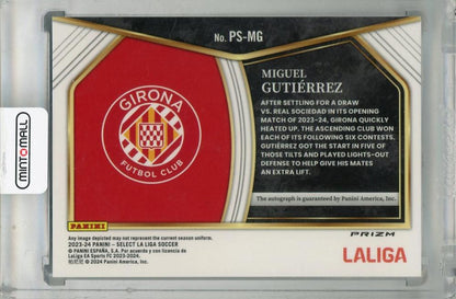 2023-24 Panini Select La Liga Miguel Gutierrez Pitchside Signatures Peacock #6 Auto Girona FC