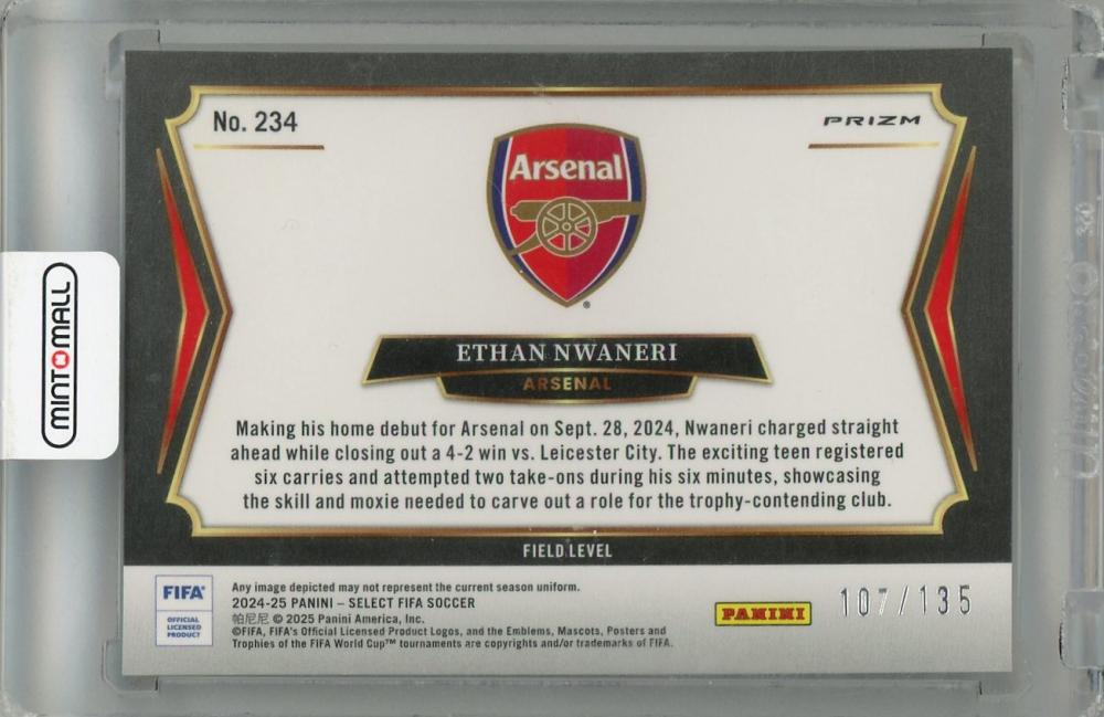 2024-25 Panini Select Fifa Ethan Nwaneri Camo #234 Arsenal with Surface Scratch Serial 107/135