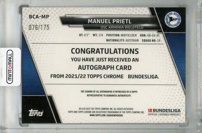 2021-22 Topps Chrome Bundesliga Manuel Prietl Autographs Prism Refractors #BCAMP ※Surface Dimpled 076/175 DSC Arminia Bielefeld