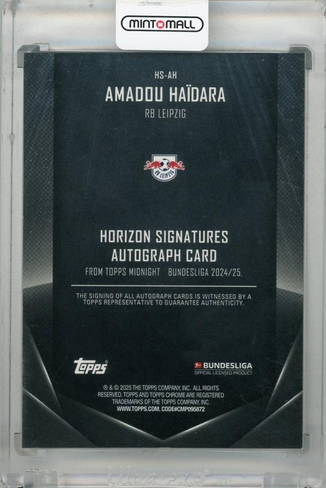 2024-25 Topps Midnight Bundesliga Amadou Haidara Horizon Signatures Moonrise HS-AH08/25(Red Jersey Number) Rb Leipzig