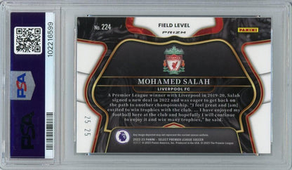 2022-23 Panini Select Premier League Mohamed Salah Zebra #22425/25 (Last Number!) PSA 9 Liverpool FC
