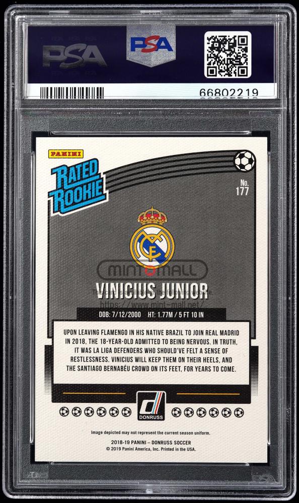 2018-19 Panini Donruss #177 Vinicius Junior RR Press Proof Canvas17/25PSA GEM MINT 10 Real Madrid CF