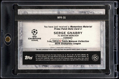 2020-21 Topps Museum Collection UEFA Champions League MPR-SG Serge Gnabry Momentous Material Prime Patch Relic Emerald1/1 FC Bayer