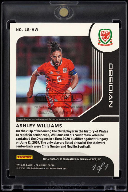 2019-20 Panini Obsidian LS-AW Ashley Williams Lightning Strike Autographs Electric Etch Blue Finite1of1 Wales National Team