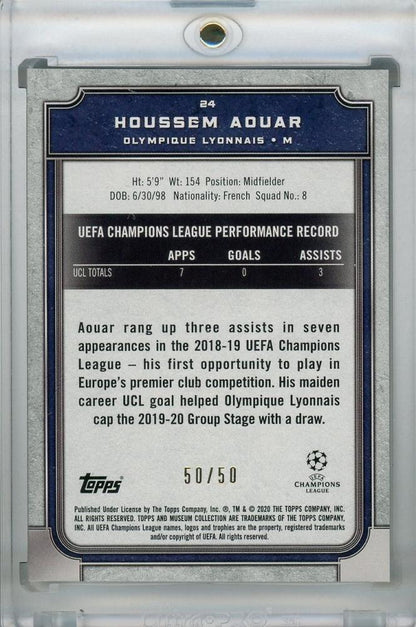 2019-20 Topps Museum Collection Houssem Aouar Olympique Lyonnais Gold base card numbered 50/50