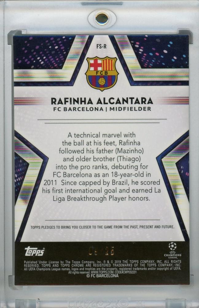 2018-19 Topps Chrome UEFA Champions League Rafinha Alcantara Future Stars Orange parallel trading card 09 of 25