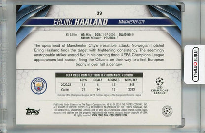 2023-24 Topps UEFA Club Competitions Erling Haaland Base #39 Manchester City