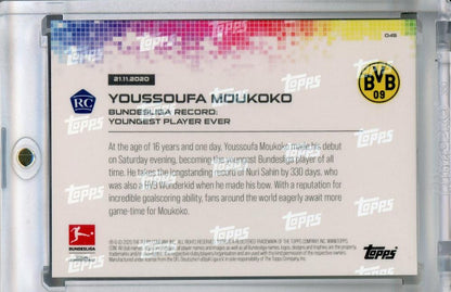2020 Topps Now Bundesliga Borussia Dortmund trading card featuring Youssoufa Moukoko #45