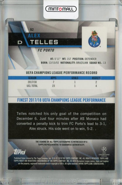 2018-19 Topps Finest UEFA Champions League Alex Telles Autographs Orange Wave #9205/25 FC Porto