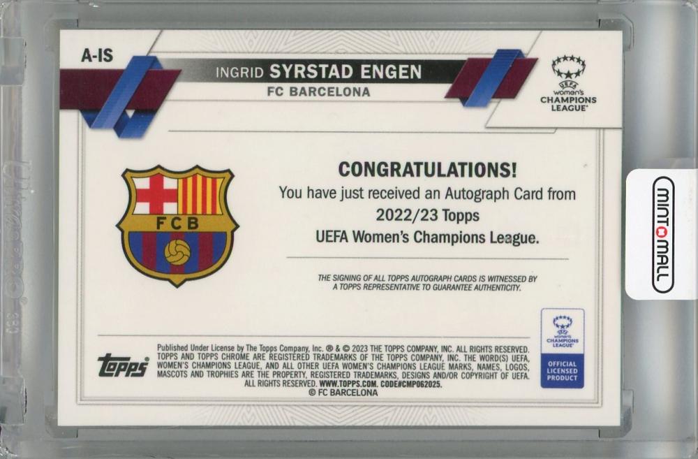 2022-23 Topps Chrome UEFA Women’s Champions League Ingrid Syrstad Engen Chrome Autographs #A-IS FC Barcelona