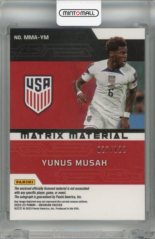 2022-23 Panini Obsidian Yunus Musah Matrix Material Autographs #32027/122 United States