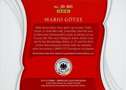 2018-19 Panini Immaculate Collection Mario Gotze Dual Relics trading card numbered 04 out of 50