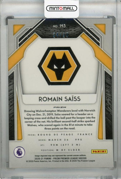 2020-21 Panini Prizm Premier League Choice Romain Saiss Base Red parallel card number 24 out of 29