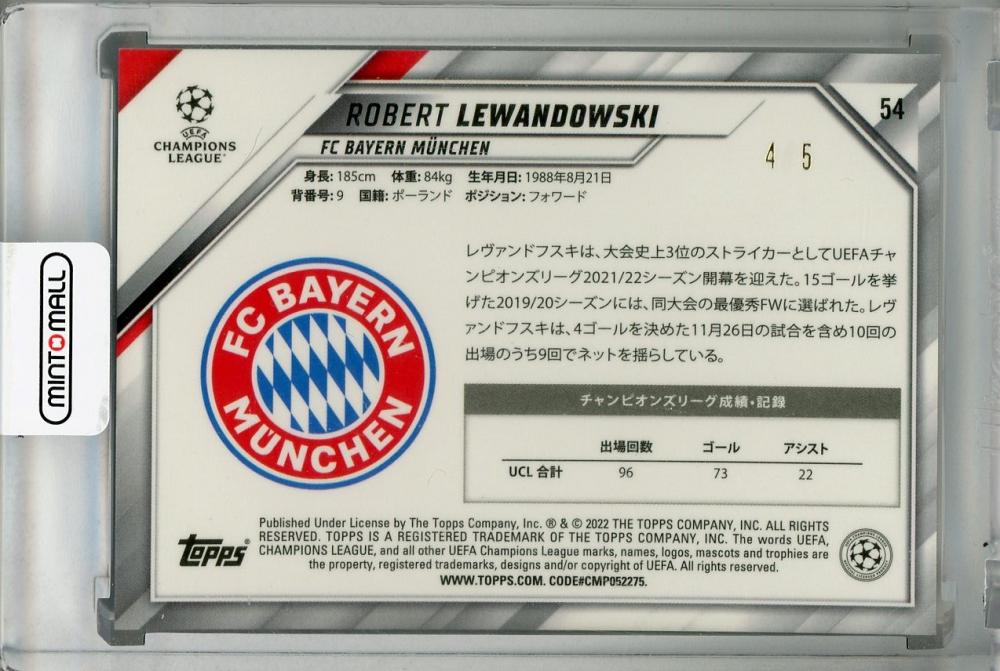2021-22 Topps UEFA Champions League Japan Edition Robert Lewandowski Fc Bayern Munchen card serial 4 of 5