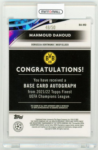2021-22 Topps Finest UEFA Champions League Mahmoud Dahoud Autographs Gold Refractor Parallels48/50 Borussia Dortmund