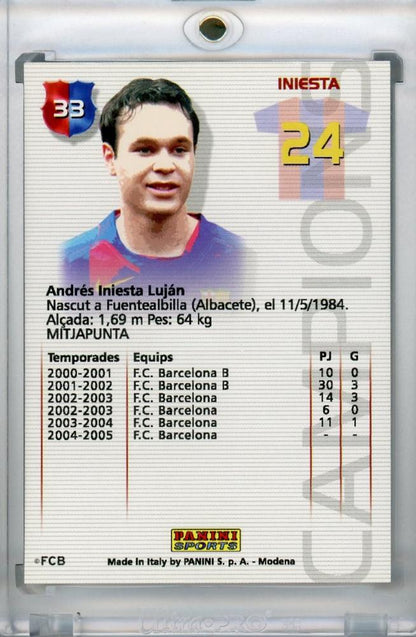 2004 Mega Cracks Barca campeon FC Barcelona Andres Iniesta football trading card number 33