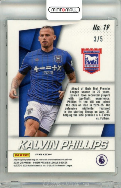 2024-25 Panini Prizm Premier League Soccer Kalvin Phillips #19 Brilliance Green Prizms 3/5 Ipswich Town FC