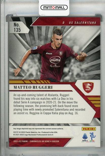 2021-22 Panini Chronicles US Salernitana Matteo Ruggeri XR Serie A Cracked Ice parallel card number 19 out of 23