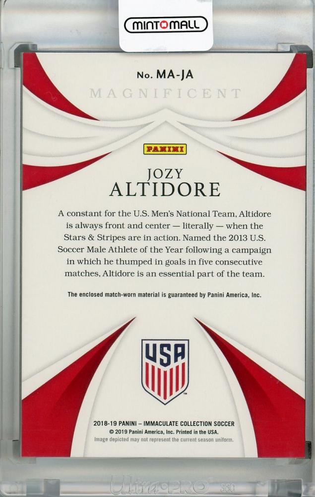 2018-19 Panini Immaculate Collection United States Jozy Altidore Magnificent Memorabilia Gold Parallel card numbered 06/10