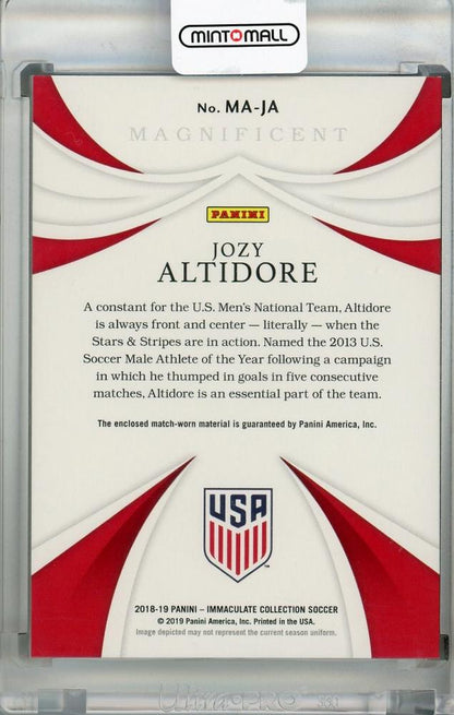 2018-19 Panini Immaculate Collection United States Jozy Altidore Magnificent Memorabilia Gold Parallel card numbered 06/10