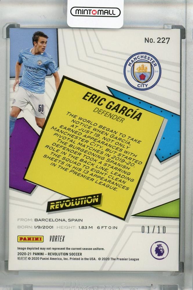 2020-21 Panini Revolution Premier League Manchester City Eric Garcia base rookie vortex card number 01 out of 10
