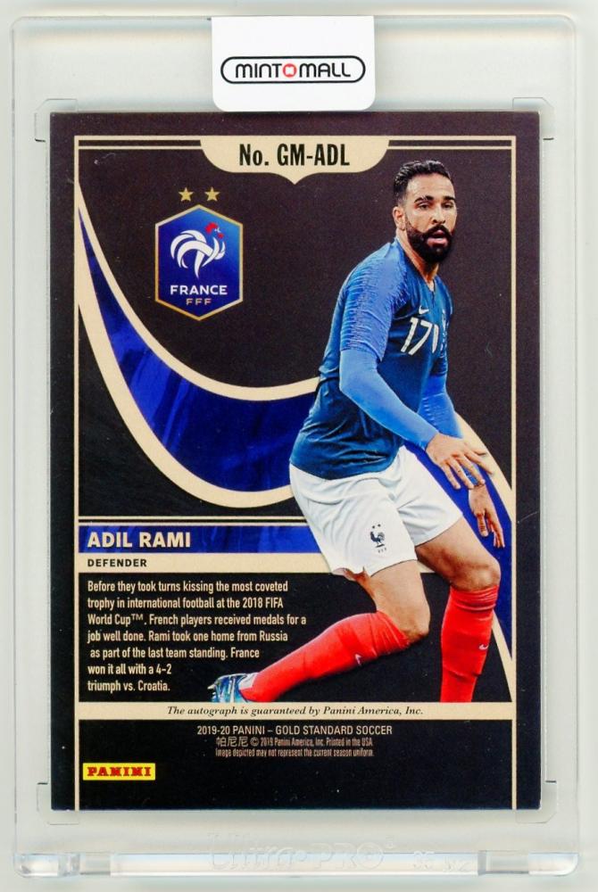 2019-20 Panini Gold Standard Gold Medals Autograph card of Adil Rami numbered 75 out of 149 from France