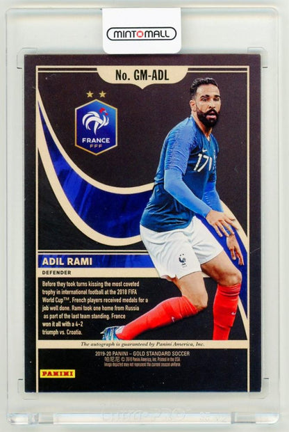 2019-20 Panini Gold Standard Gold Medals Autograph card of Adil Rami numbered 75 out of 149 from France
