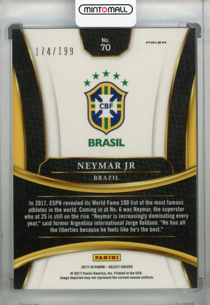 2017-18 Panini Select Neymar Jr. Brazil Terrace Base Maroon parallel card numbered 174 out of 199