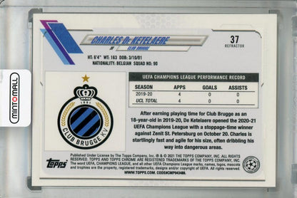 2020-21 Topps Chrome UEFA Champions League Club Brugge Charles De Ketelaere Base Refractor rookie card
