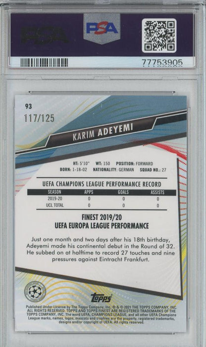 2020 Finest UCL Karim Adeyemi RC Pink Refr actor117/125PSA9 FC Salzburg