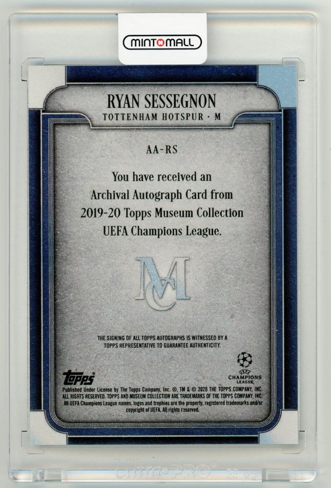 2019-20 TOPPS Museum Collection UEFA Champions League Ryan Sessegnon Archival Autographs card 99 of 250 Tottenham Hotspur
