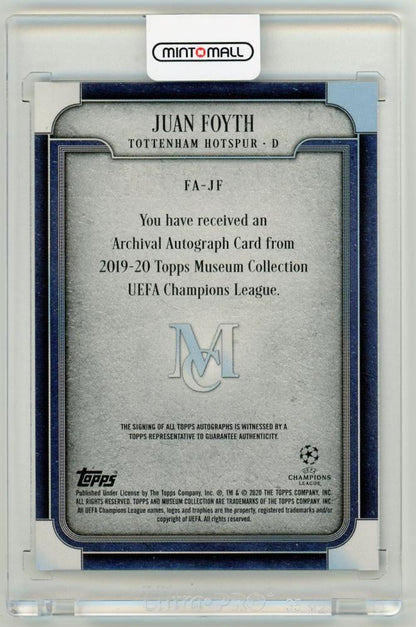 2019-20 TOPPS Museum Collection UEFA Champions League Juan Foyth Autograph Sapphire Parallel card 44 of 75