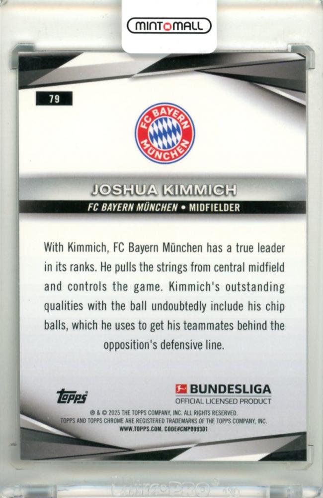 2024-25 Topps Chrome Bundesliga Soccer Joshua Kimmich #79 Base Green Refractor Parallel20/99 FC Bayern Munchen