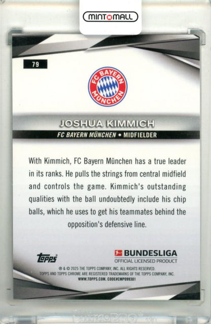 2024-25 Topps Chrome Bundesliga Soccer Joshua Kimmich #79 Base Green Refractor Parallel20/99 FC Bayern Munchen