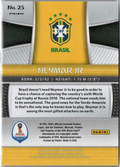 2018 Panini Prizm World Cup Brazil Neymar Jr Silver #25 collectible soccer card