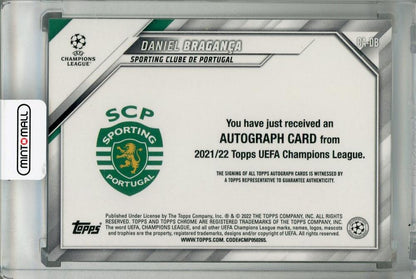 2021-22 Topps Chrome UEFA Champions League Daniel Braganca Sporting Clube De Portugal autograph rookie card
