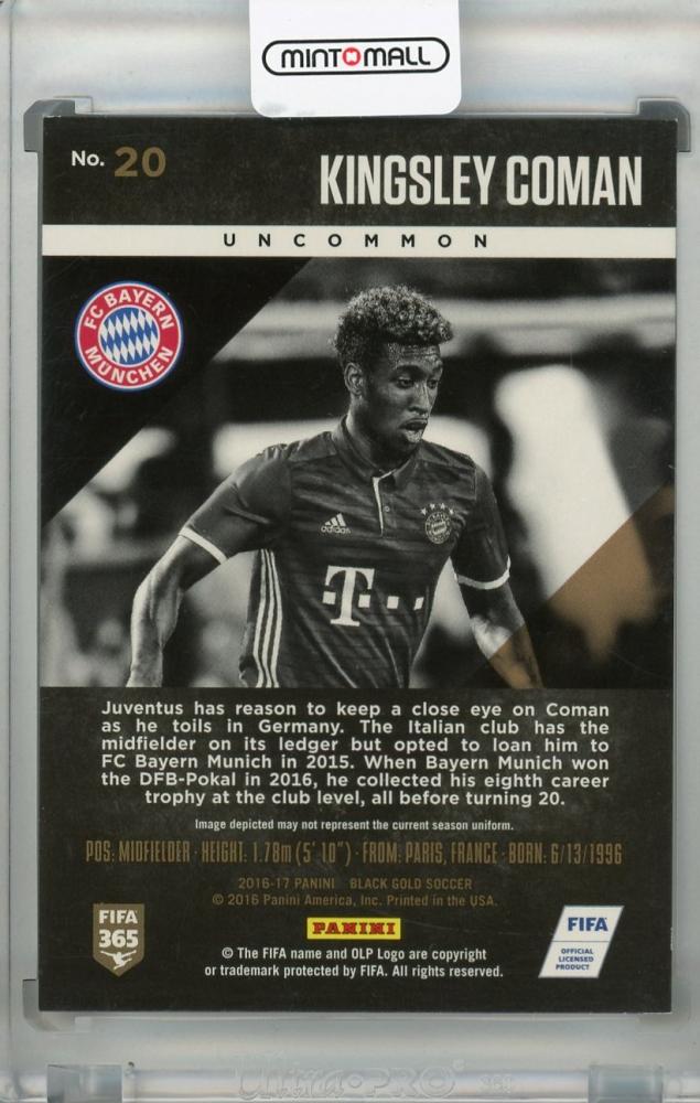 2016-17 Panini Black Gold Kingsley Coman FC Bayern Munich Uncommon Parallel Card Serial 62 of 75