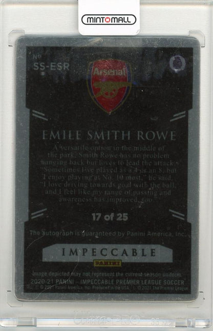 2020-21 Panini Impeccable Premier League Emile Smith Rowe Stainless Stars Signatures17/25 Arsenal
