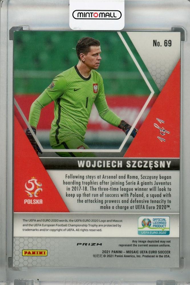 2021 Panini Mosaic UEFA Euro 2020 Wojciech Szczesny Poland Black Base 1 of 1 trading card with minor stain on back