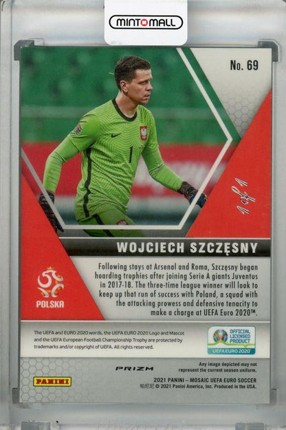 2021 Panini Mosaic UEFA Euro 2020 Wojciech Szczesny Poland Black Base 1 of 1 trading card with minor stain on back