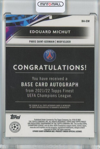 2021-22 Topps Finest UEFA Champions League Edouard Michut Base Autographs/#BA-EM Paris Saint-Germain FC
