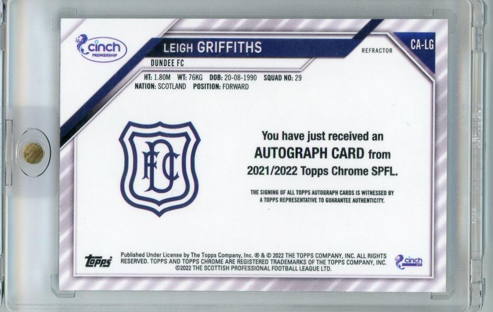 2021-22 Topps Chrome Leigh Griffiths Autograph Dundee FC