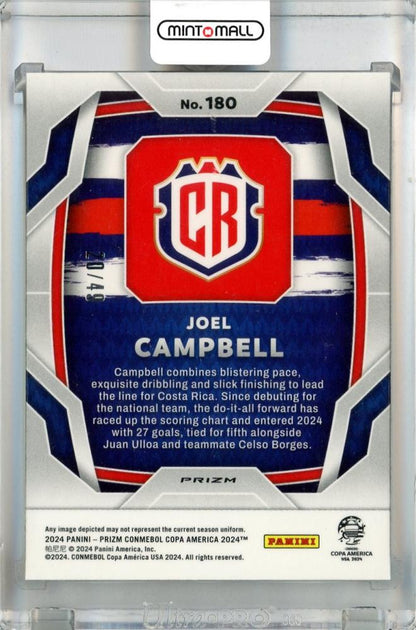 2024 Panini Prizm Copa America Joel Campbell Purple Prizms #180 *has scratches 20/49 Costa Rica