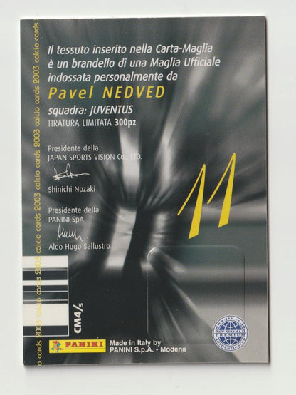 2003 PANINI CALCIO Carta Maglia #CM4 Pavel Nedved Jersey collectible card limited to 300 pieces