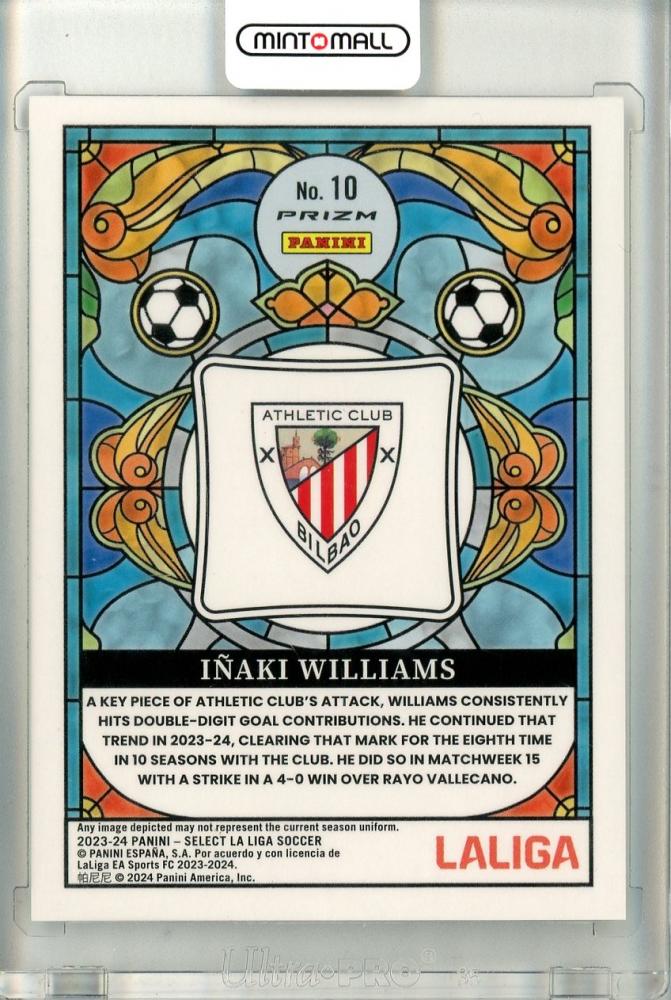 2023-24 Panini Select La Liga Soccer Inaki Williams #10 Stained Glass Athletic Club Bilbao