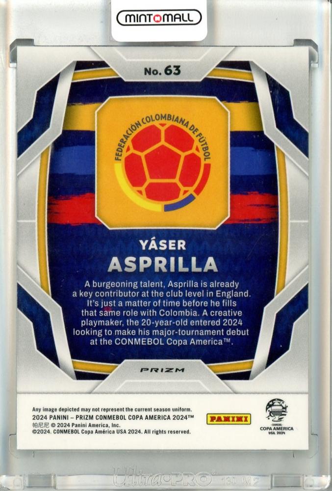 2024 Panini Prizm Copa America Yaser Asprilla #63 RC Prisms Green Wave Colombia
