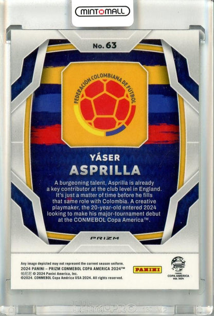 2024 Panini Prizm Copa America Yaser Asprilla #63 RC Prisms Green Wave Colombia