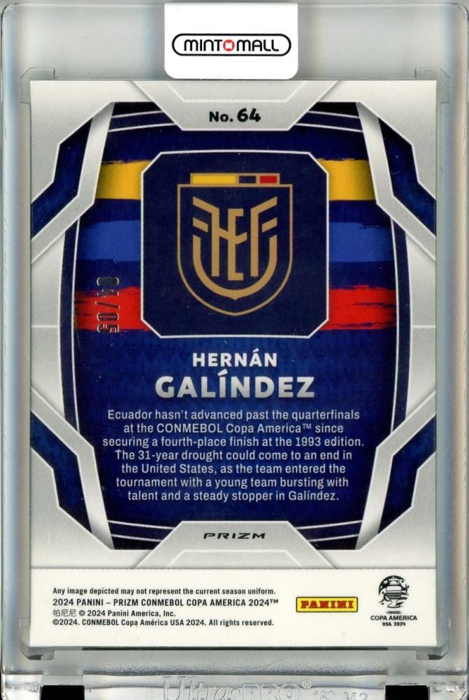 2024 Panini Prizm Copa America Hernan Galindez #110 RC Prisms Green Pulsar04/05 Ecuador