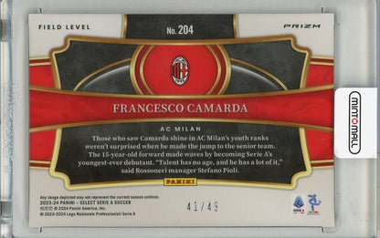 2023-2024 PANINI SELECT Francesco Camarda #20441/49 AC Milan