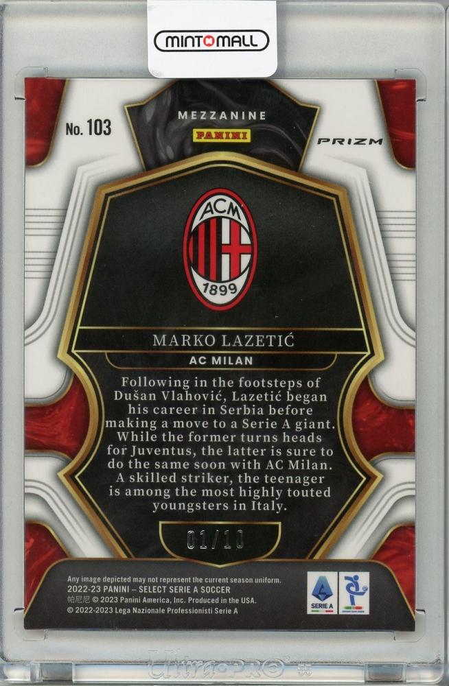 2022-2023 PANINI SELECT Marko Lazetic #10301/10 AC Milan